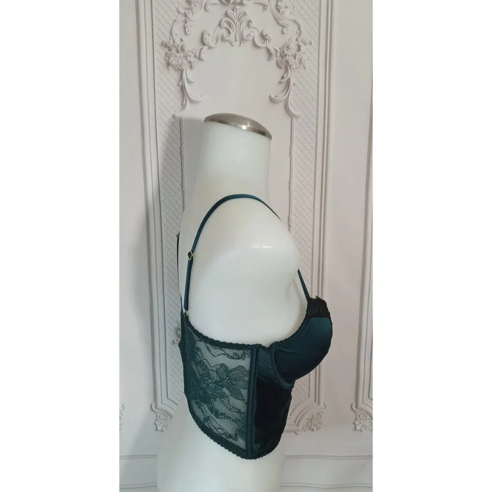 Victoria’s Secret Very Sexy Bustier Longline Push Up Bra Top Dark Teal Green 32C - Picture 6 of 9